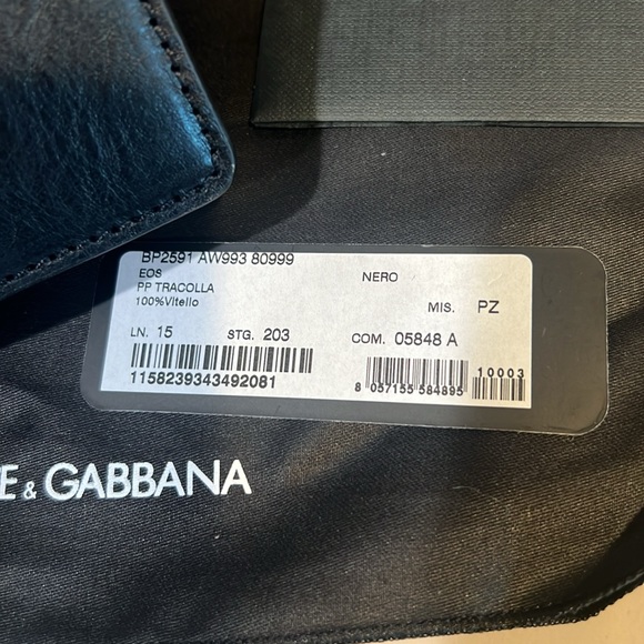 NEW DOLCE GABBANA D&G BLACK LEATHER CARD Crossbody Strap Wallet Shoulder Bag - Picture 12 of 13